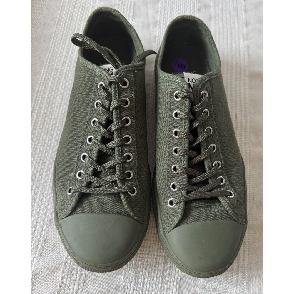 NOTHING NEW on THURSDAY Olive Green Canvas Sneakers, Lace Up Shoes, Size 8W